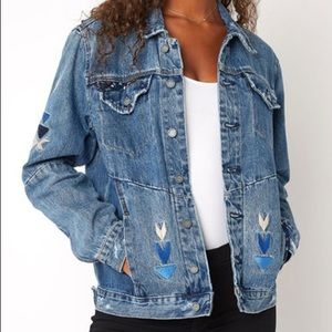 BlankNYC pub crawl patch denim jeans jacket, XS
